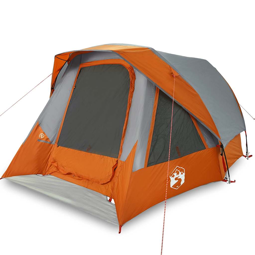 Tenda VidaXL per 4 persone impermeabile grigia e arancione