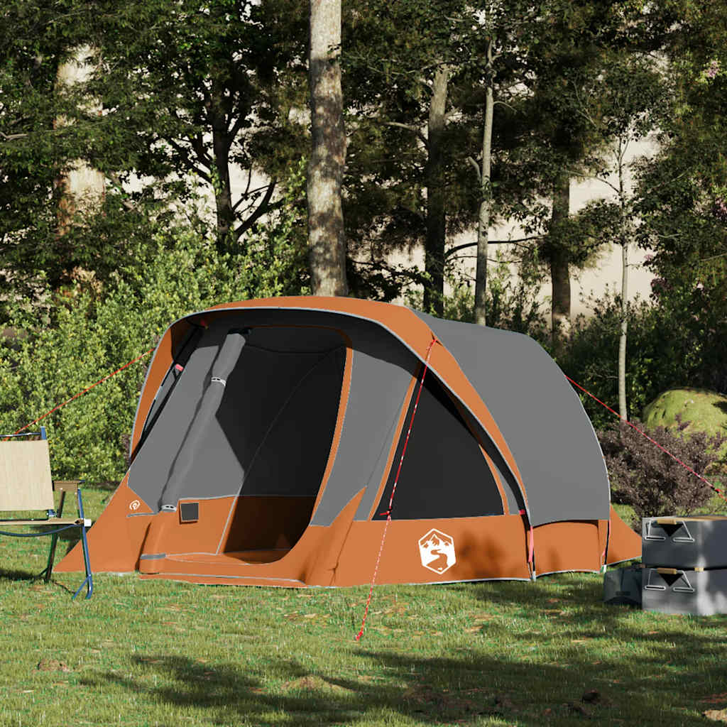 Tenda VidaXL per 4 persone impermeabile grigia e arancione