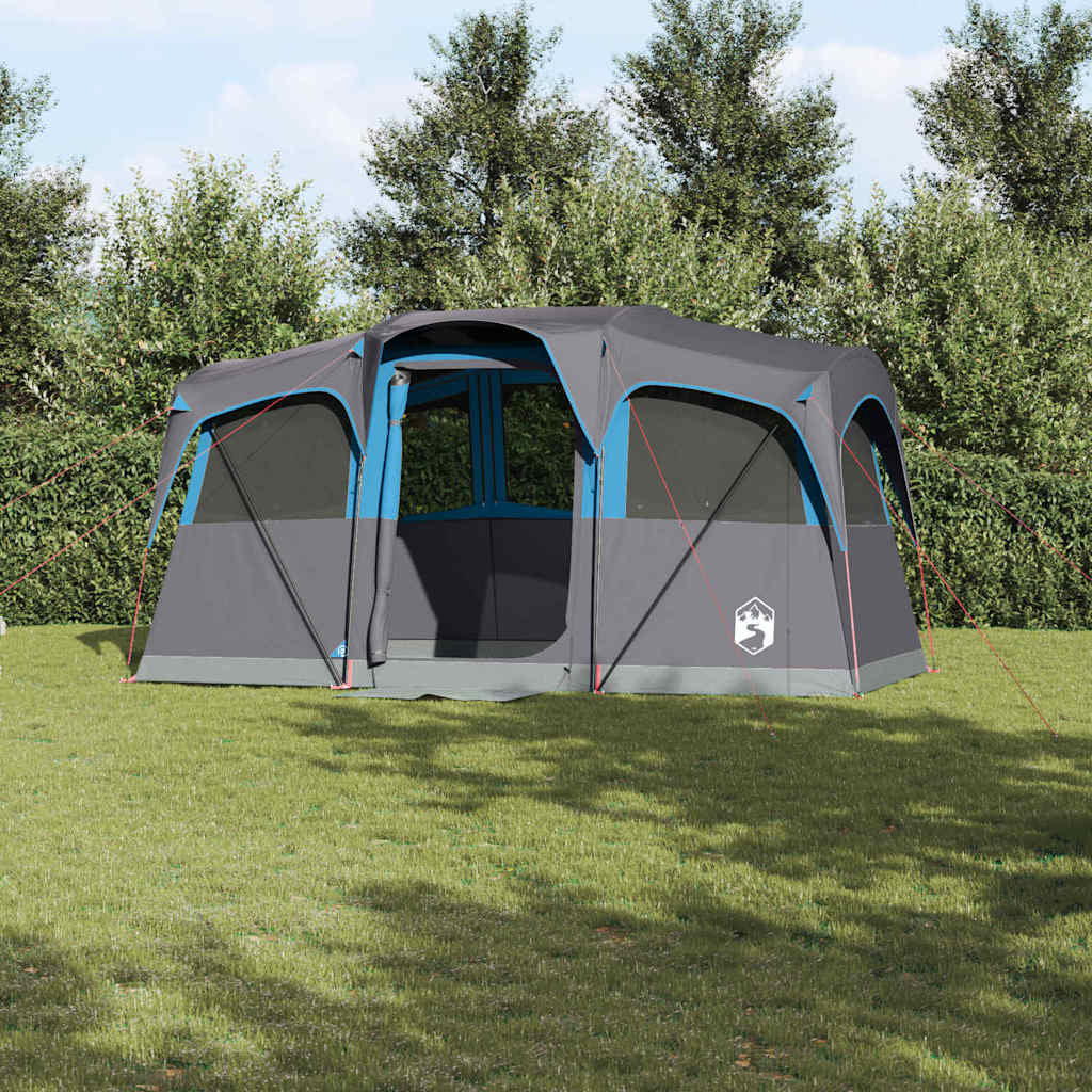 Tenda familiare Vidaxx blu e grigia 435 x 255 x 216 cm poliestere e acciaio