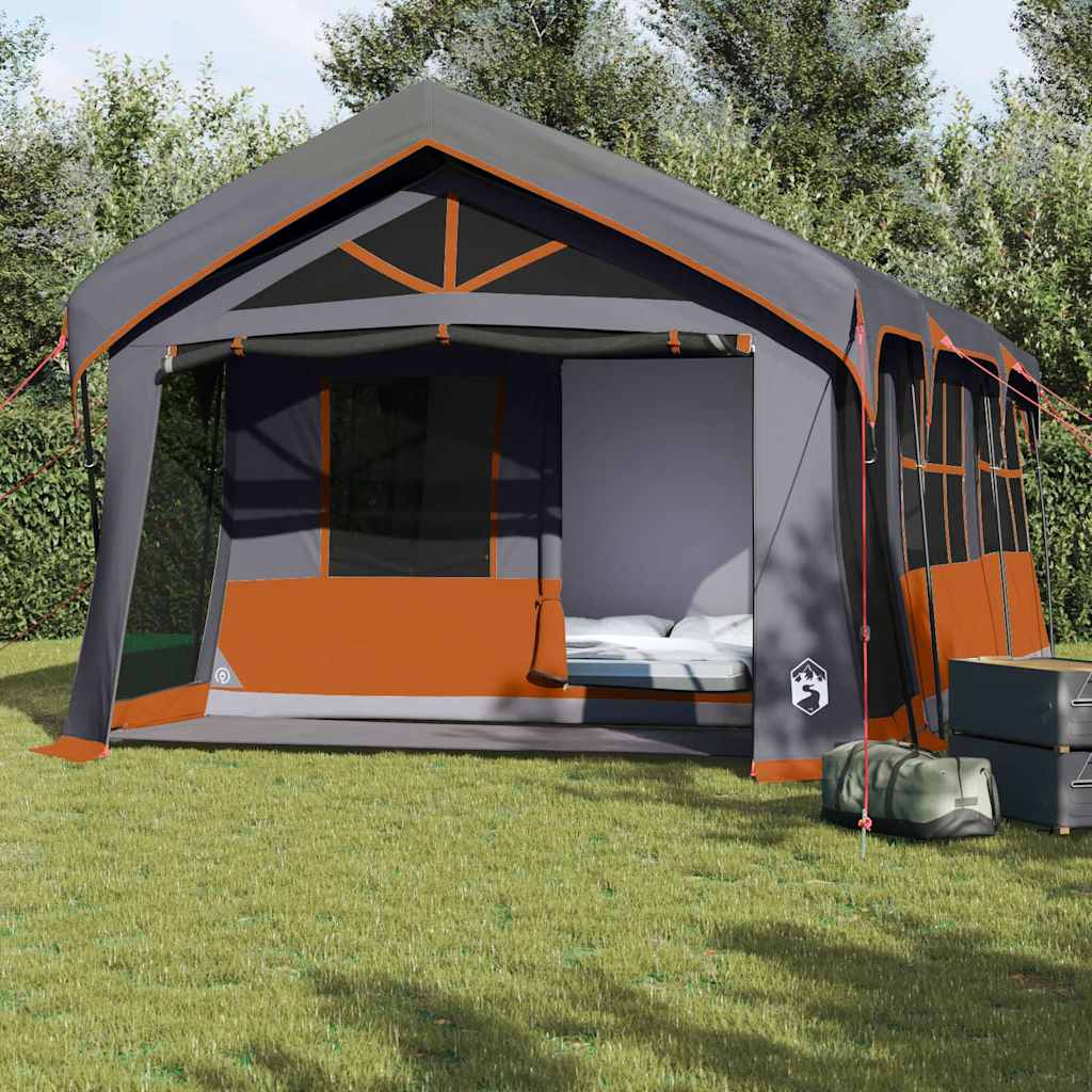 Vidaxl gezinstent met dak grijs en oranje 620 x 322 x 240 cm polyester