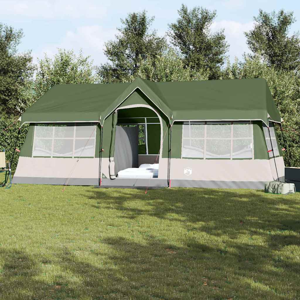 Vidaxl gezinstent groen en beige 622 x 295 x 238 cm polyester en staal