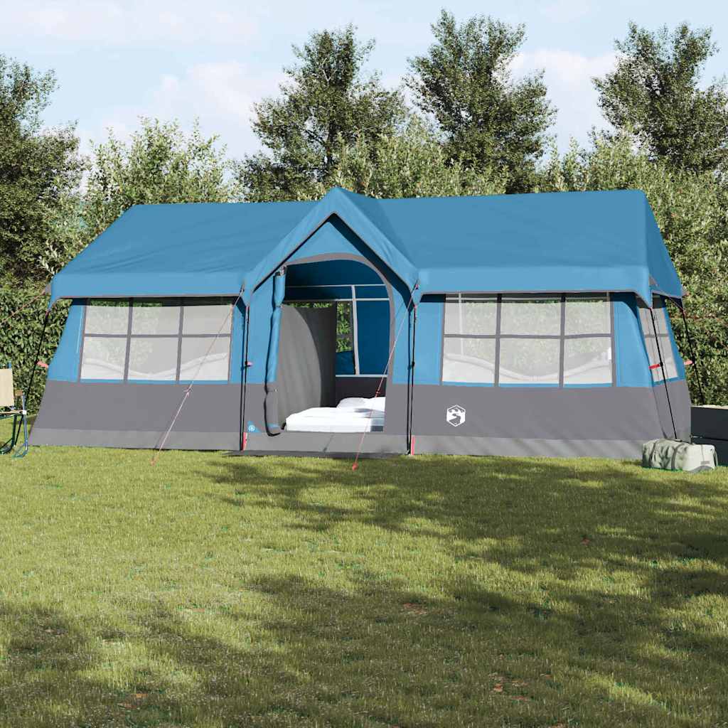 Vidaxl gezinstent blauw en grijs 622 x 295 x 238 cm polyester en staal