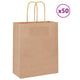 VidaXL bolsas de papel 50uds con asas 18x8x22 cm marrón