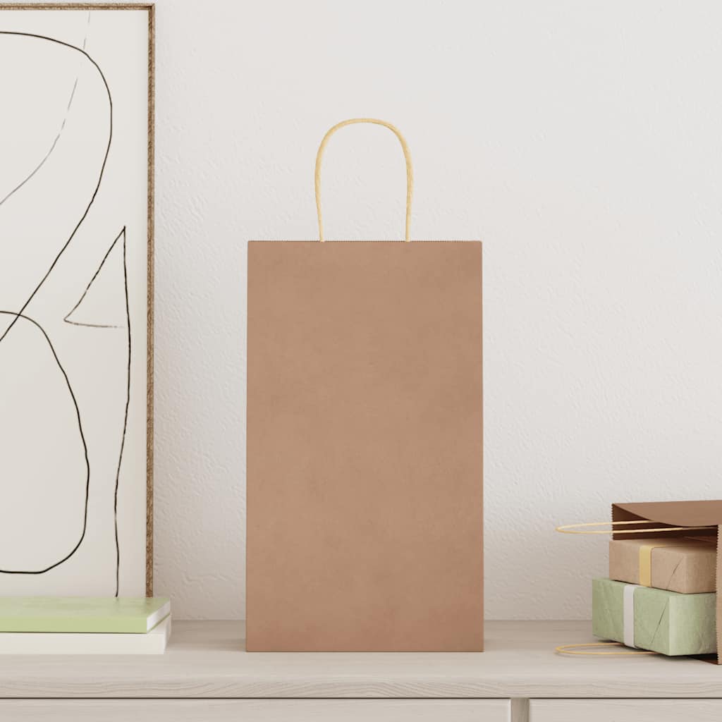 VidaXL bolsas de papel 50uds con asas 21x11x36 cm marrón