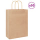 VidaXL bolsas de papel 50uds con asas 26x12x35 cm marrón