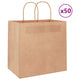 VidaXL bolsas de papel 50uds con asas 26x17x25 cm marrón