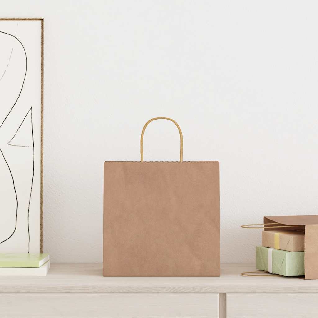 Sacchetti di carta VidaXL 50 pz con manici 26x17x25 cm marrone