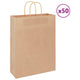 VidaXL bolsas de papel 50uds con asas 32x12x42 cm marrón