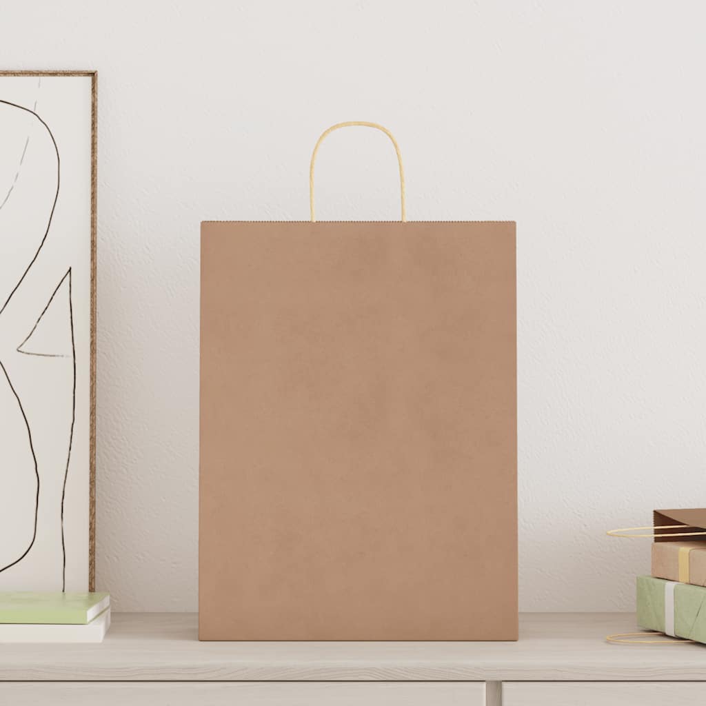 VidaXL bolsas de papel 50uds con asas 32x12x42 cm marrón