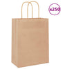VidaXL bolsas de papel 250 uds con asas 21x11x28 cm marrón