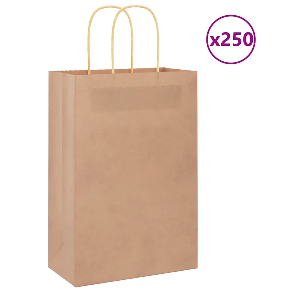 Sacchetti di carta Vidaxxl 250 pz con manici 21x11x31 cm marrone