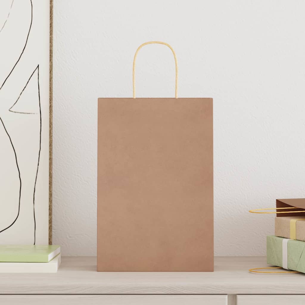 Sacchetti di carta Vidaxxl 250 pz con manici 21x11x31 cm marrone