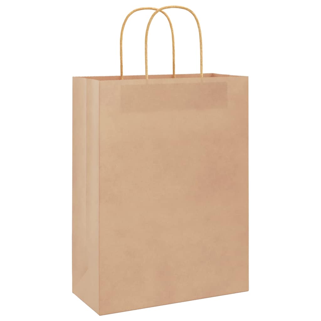 VidaXL bolsas de papel 250uds con asas 26x12x35 cm marrón