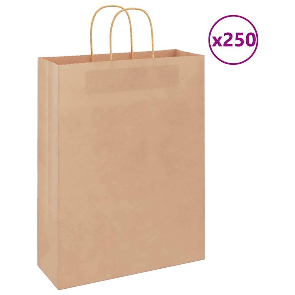VidaXL bolsas de papel 250uds con asas 32x12x42 cm marrón