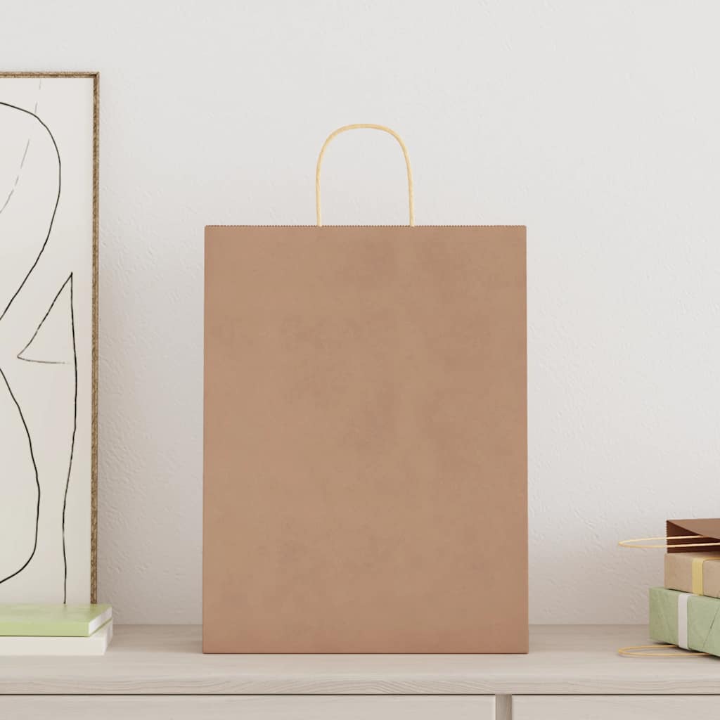 VidaXL bolsas de papel 250uds con asas 32x12x42 cm marrón