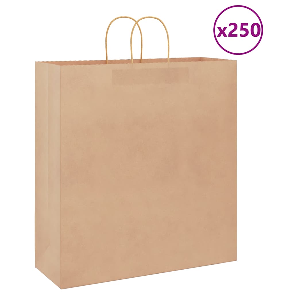VidaXL bolsas de papel 250uds con asas 45x17x48 cm marrón