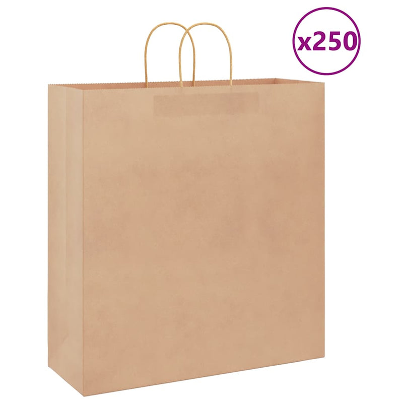 VidaXL bolsas de papel 250uds con asas 45x17x48 cm marrón