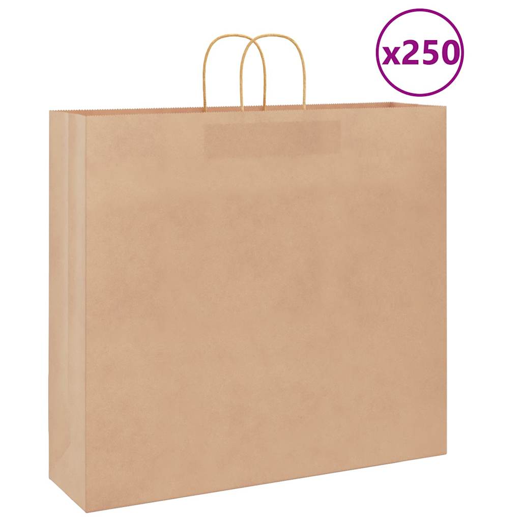 VidaXL bolsas de papel 250uds con asas 54x15x49 cm marrón