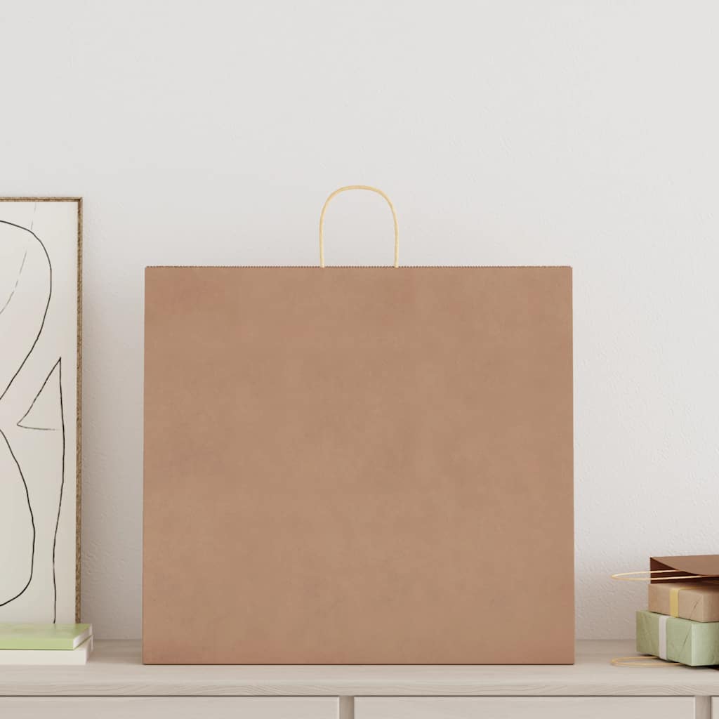 VidaXL bolsas de papel 250uds con asas 54x15x49 cm marrón