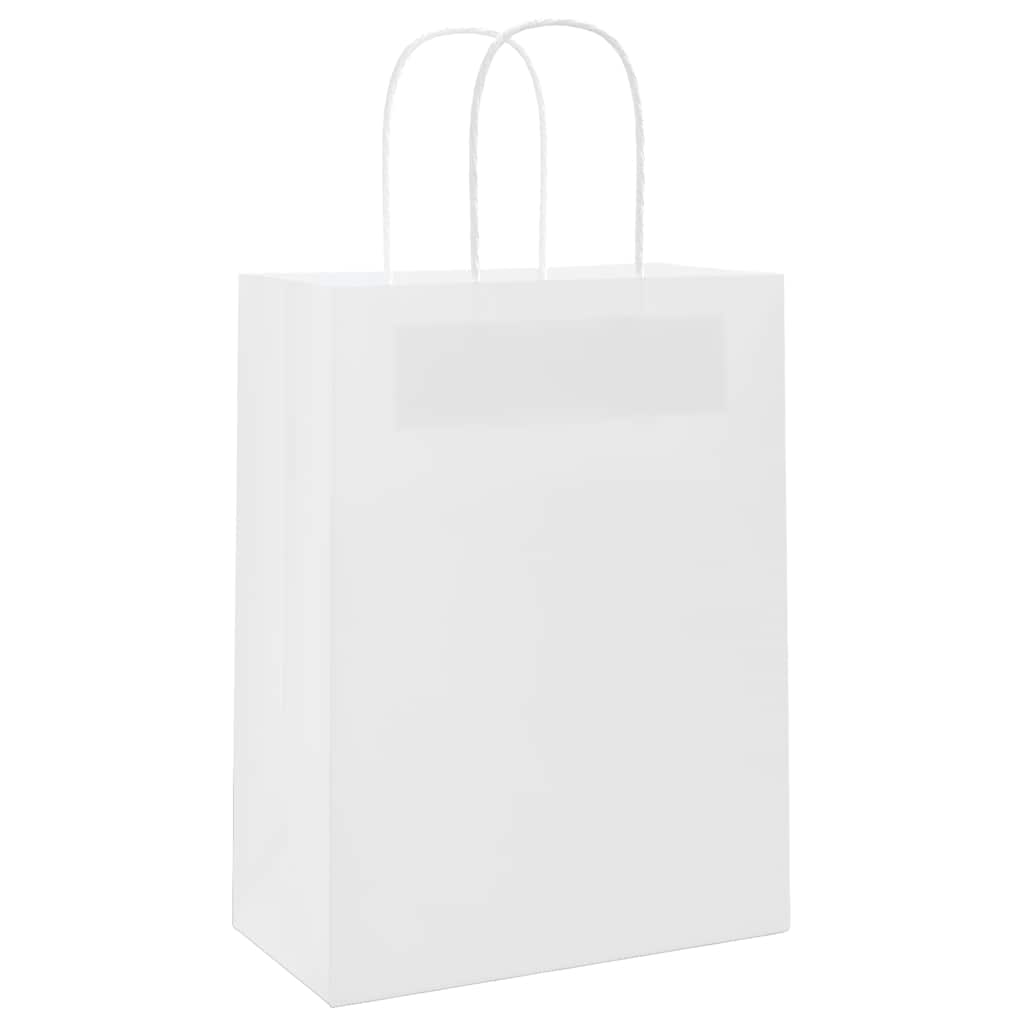VidaXL bolsas de papel 50uds con asas 21x11x28 cm blanco