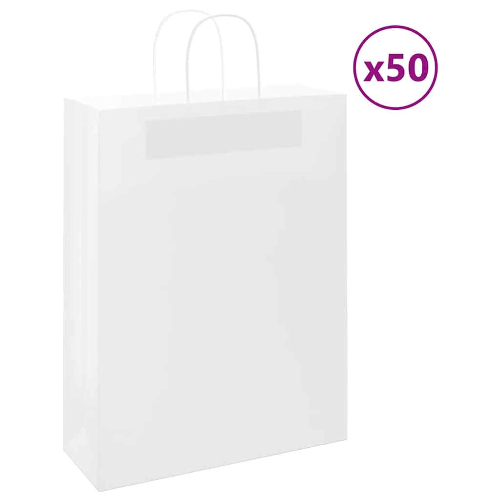 Sacchetti di carta VidaXL 50 pz con manici 32x12x42 cm bianchi