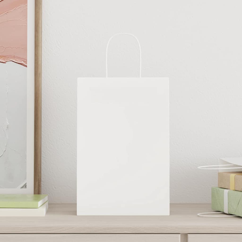 Vidaxxl bolsas de papel 250uds con asas 21x11x31 cm blanco