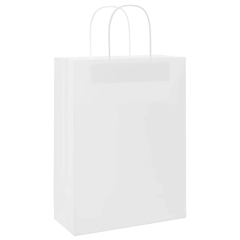 VidaXL bolsas de papel 250uds con asas 26x12x35 cm blanco