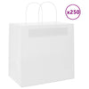 VidaXL bolsas de papel 250uds con asas 26x17x25 cm blanco