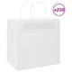 VidaXL bolsas de papel 250uds con asas 26x17x25 cm blanco