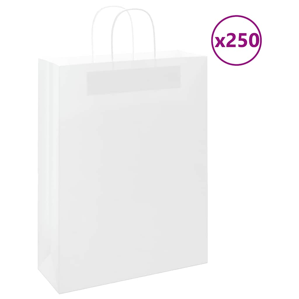 VidaXL bolsas de papel 250uds con asas 32x12x42 cm blanco