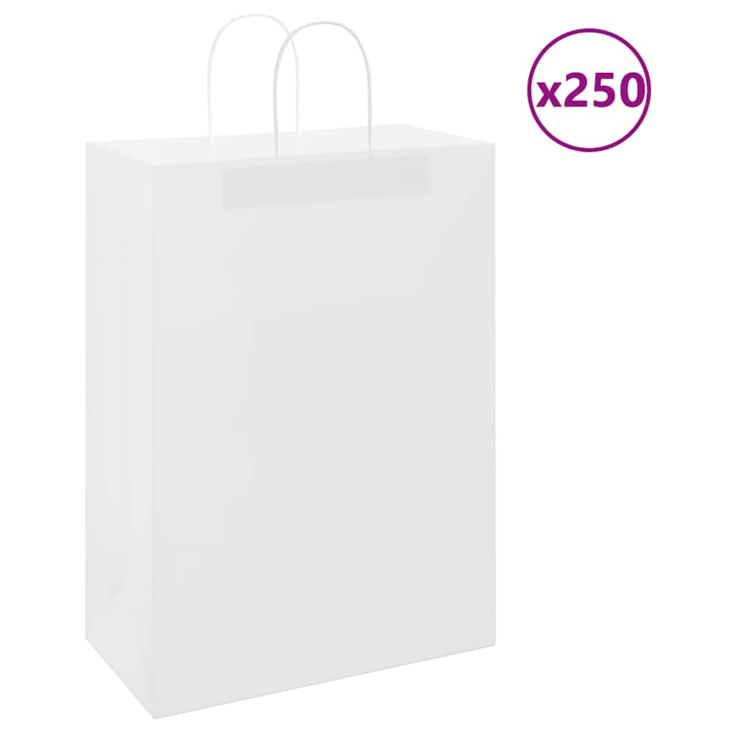 VidaXL bolsas de papel 250uds con asas 32x17x44 cm blanco