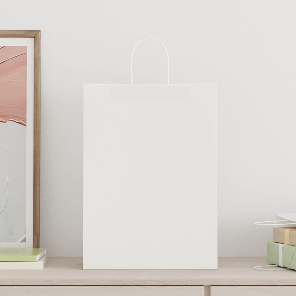 VidaXL bolsas de papel 250uds con asas 32x17x44 cm blanco