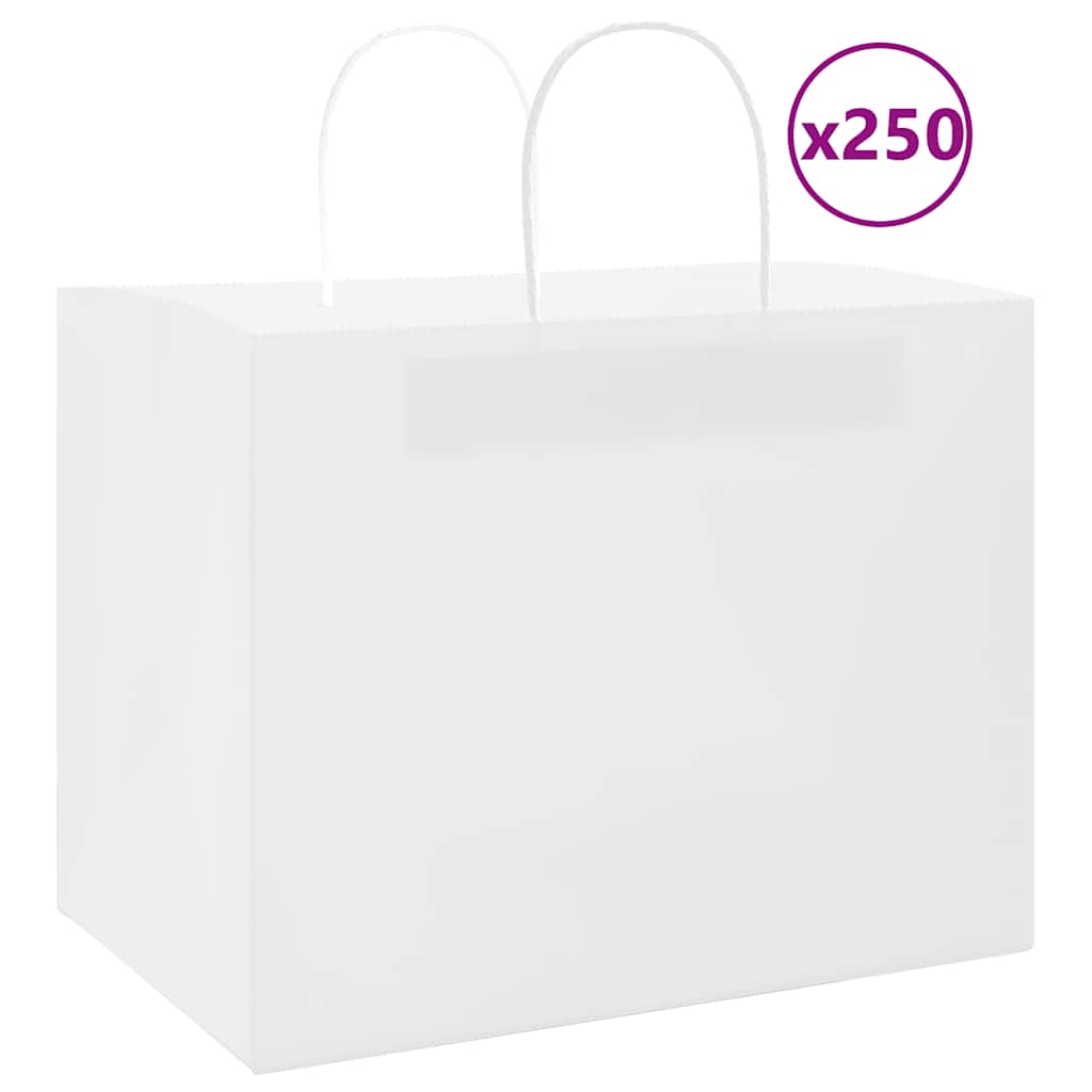 VidaXL bolsas de papel 250uds con asas 32x22x24 cm blanco