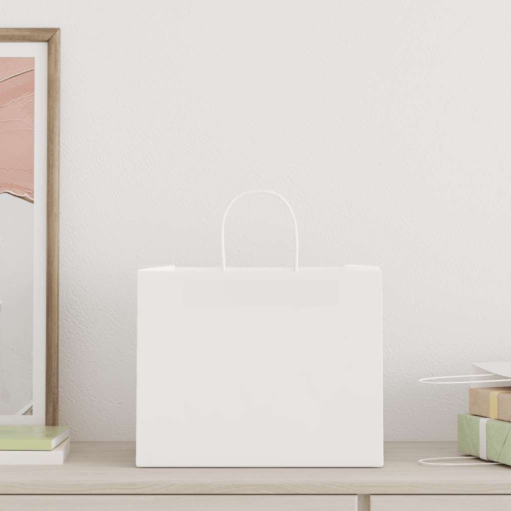 VidaXL bolsas de papel 250uds con asas 32x22x24 cm blanco
