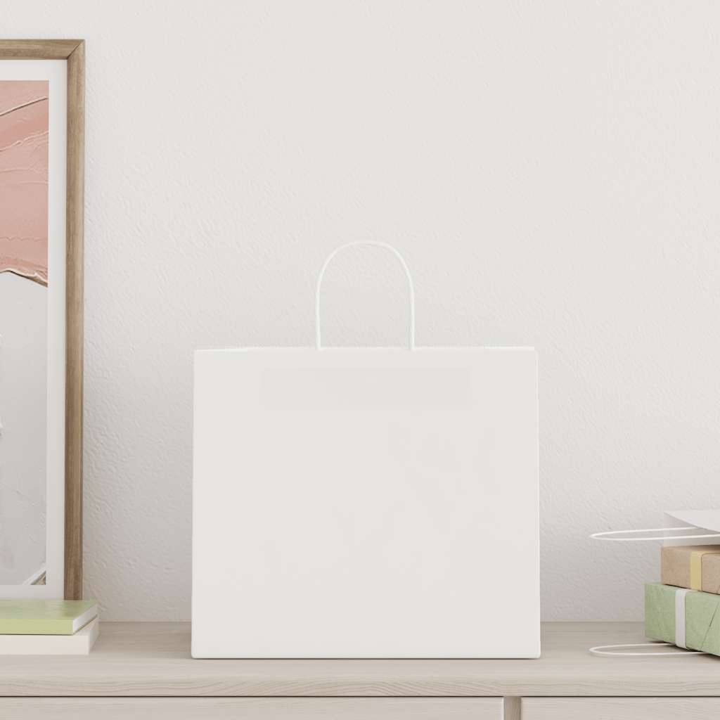 VidaXL bolsas de papel 250uds con asas 32x22x28 cm blanco