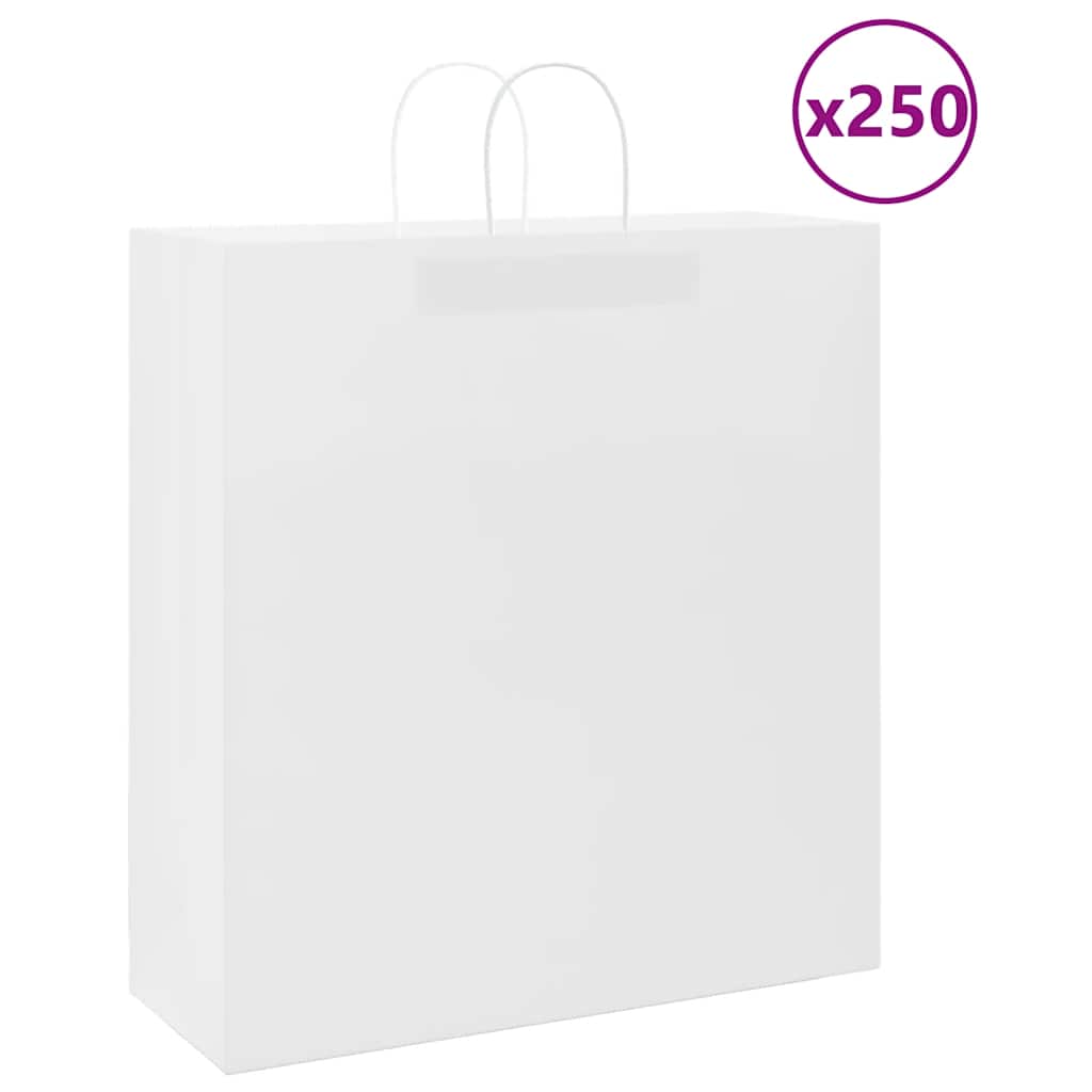VidaXL bolsas de papel 250uds con asas 45x17x48 cm blanco