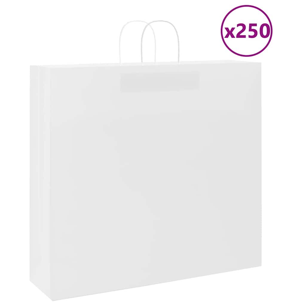 VidaXL bolsas de papel 250uds con asas 54x15x49 cm blanco