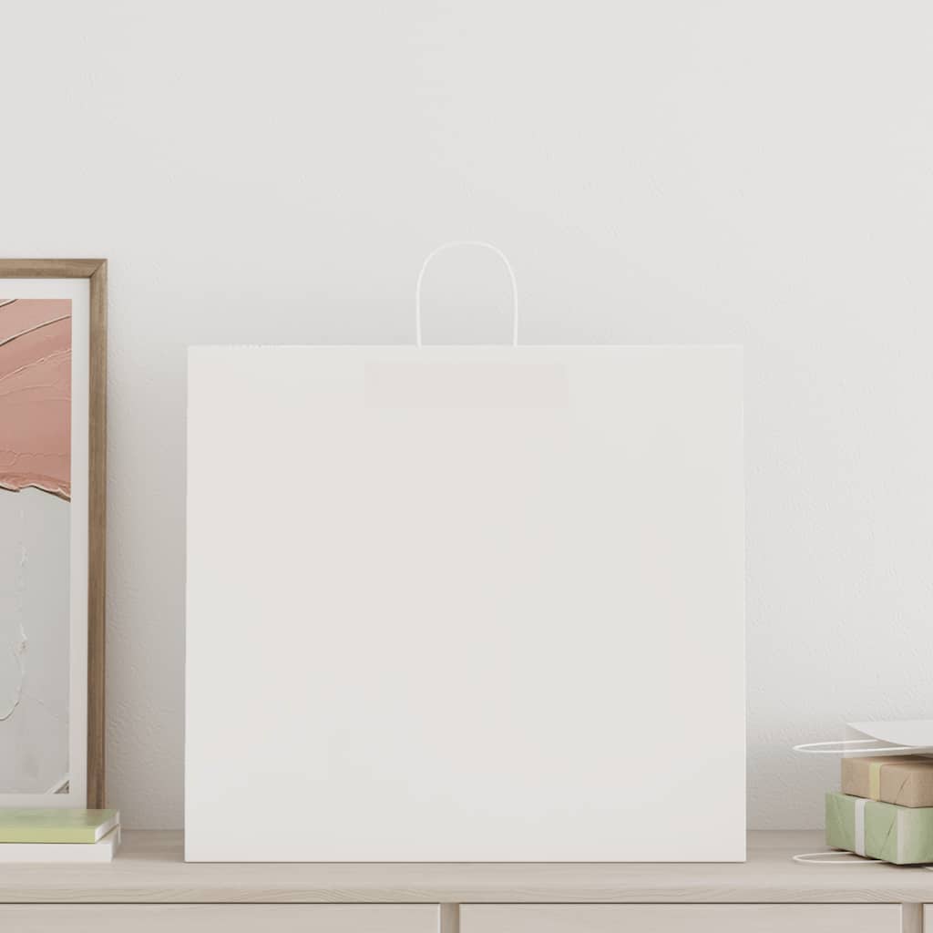 VidaXL bolsas de papel 250uds con asas 54x15x49 cm blanco