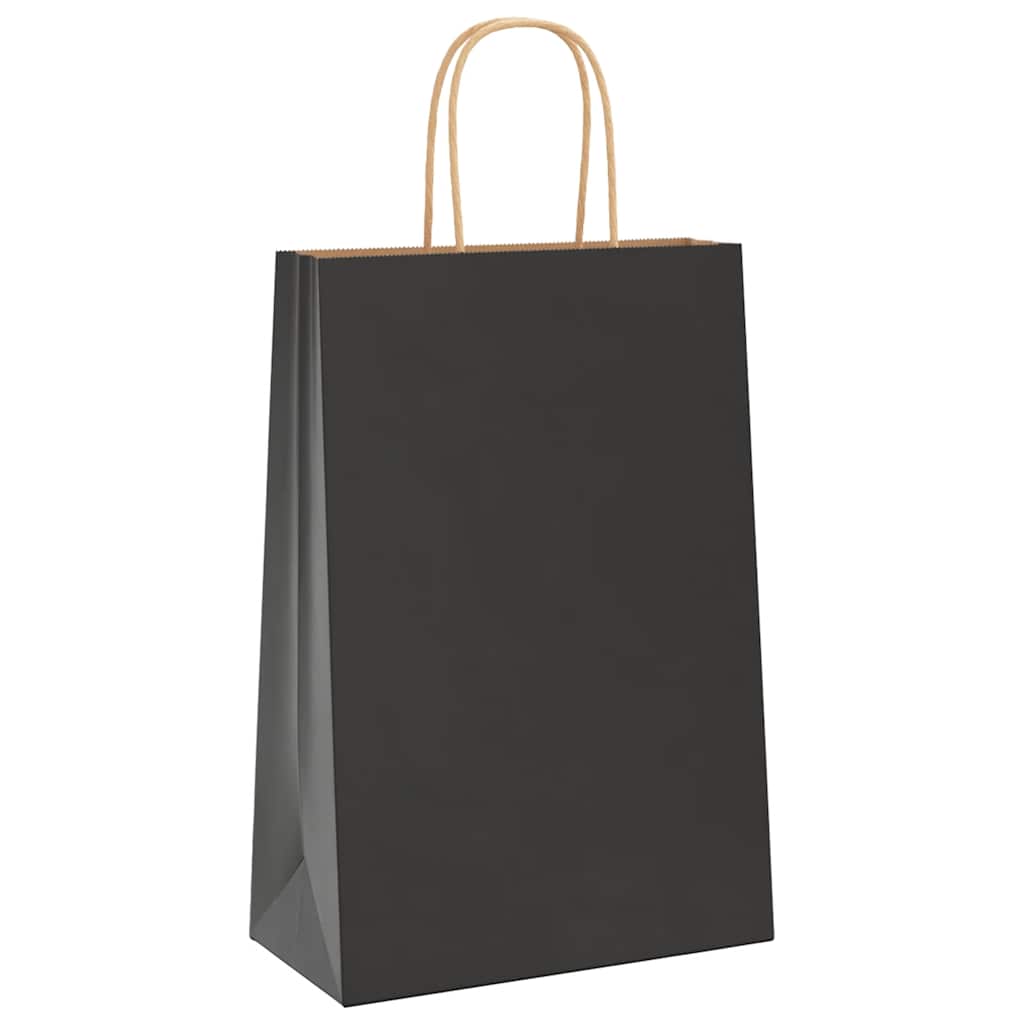 VidaXL bolsas de papel 250uds con asas 21x11x31 cm negro