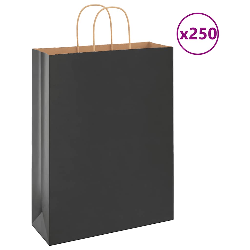 VidaXL bolsas de papel 250uds con asas 32x12x42 cm negro