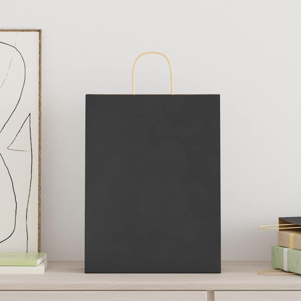 VidaXL bolsas de papel 250uds con asas 32x12x42 cm negro