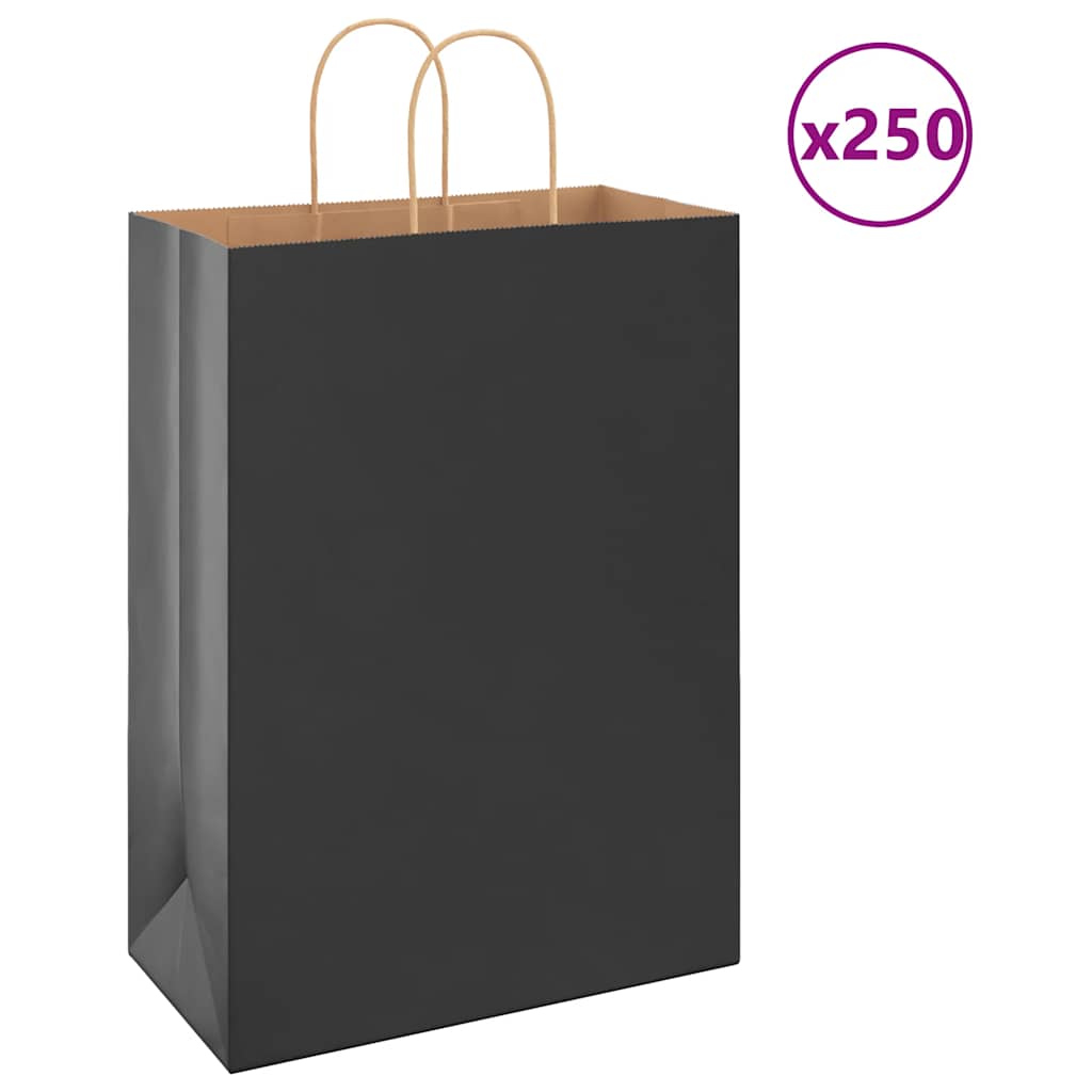 Sacchetti di carta VidaXL 250 pz con manici 32x17x44 cm neri