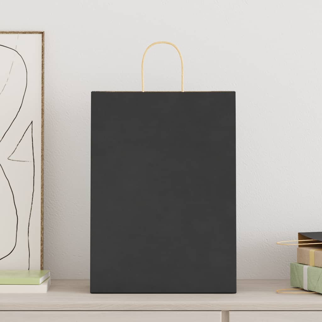 Sacchetti di carta VidaXL 250 pz con manici 32x17x44 cm neri