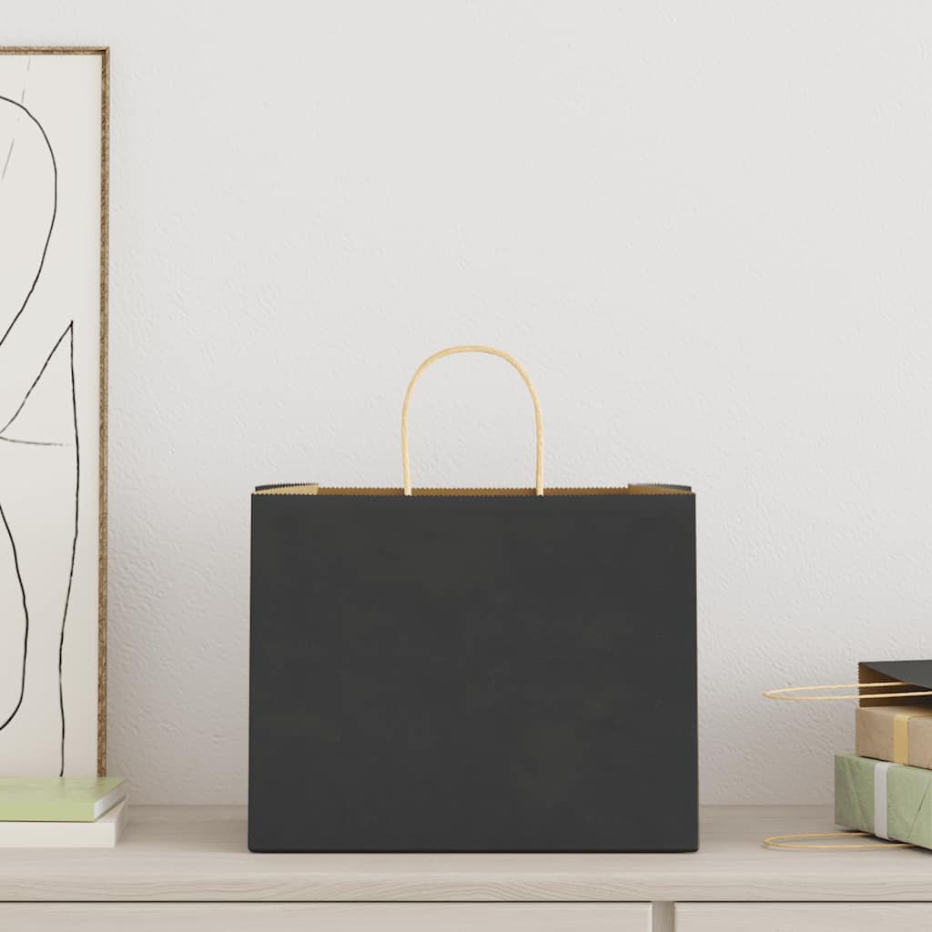 VidaXL bolsas de papel 250uds con asas 32x22x24 cm negro