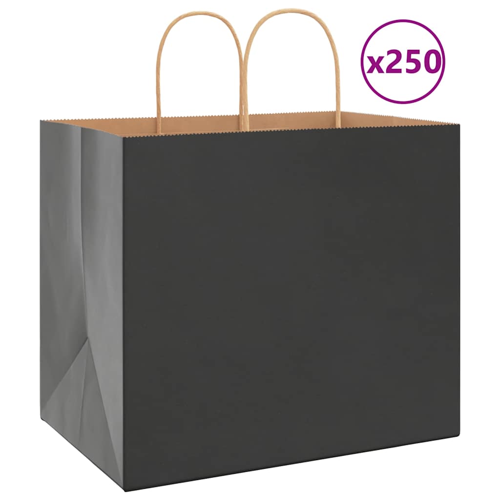 Sacchetti di carta VidaXL 250 pz con manici 32x22x28 cm neri
