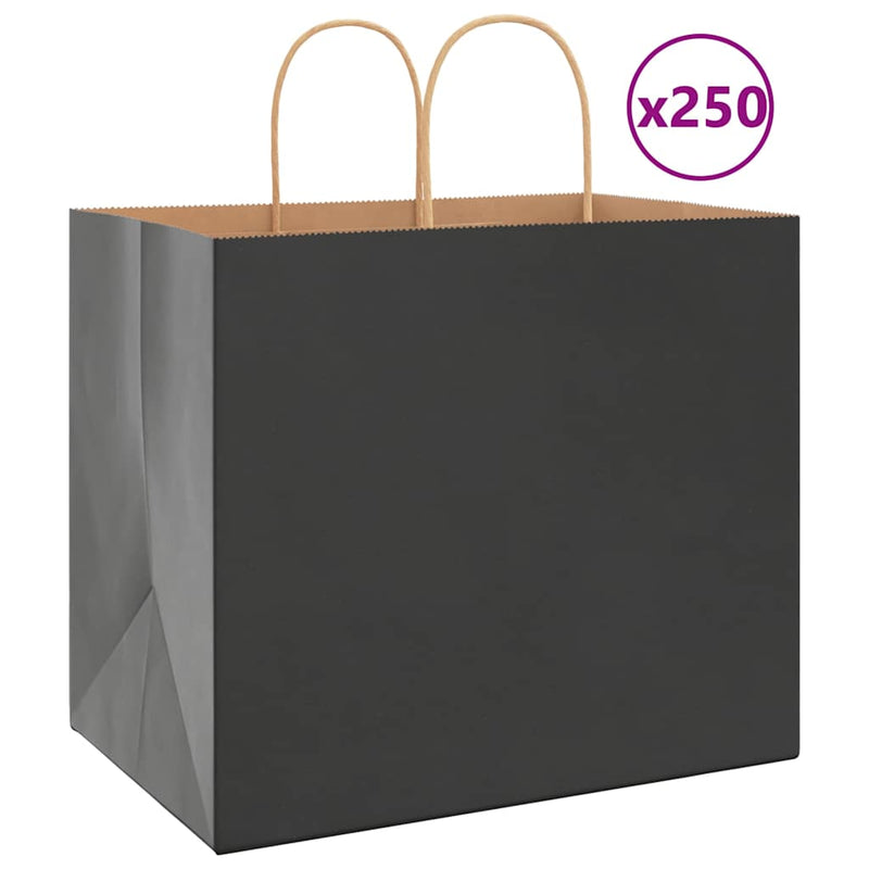 VidaXL bolsas de papel 250uds con asas 32x22x28 cm negro