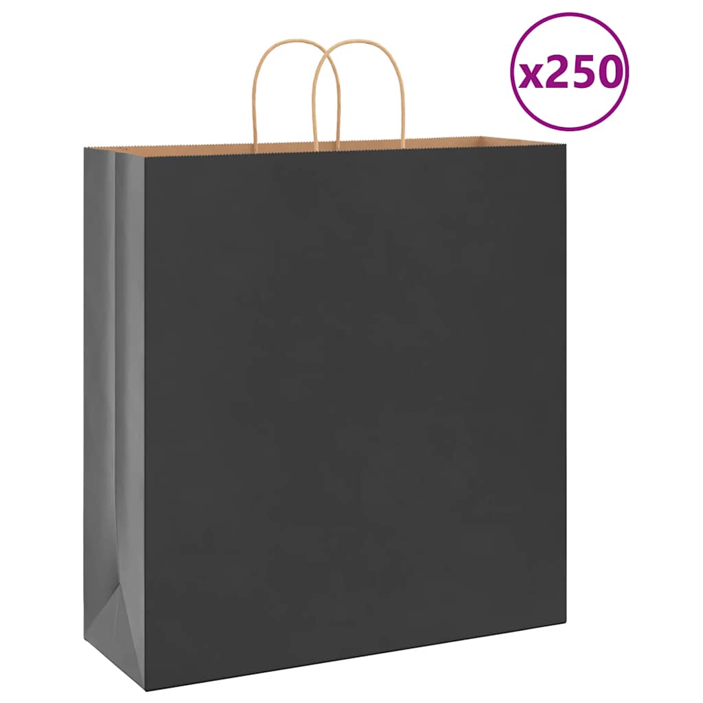 VidaXL bolsas de papel 250uds con asas 45x17x48 cm negro