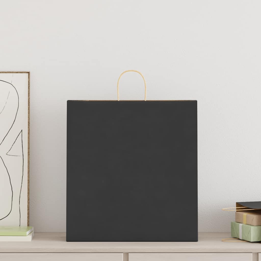 VidaXL bolsas de papel 250uds con asas 45x17x48 cm negro