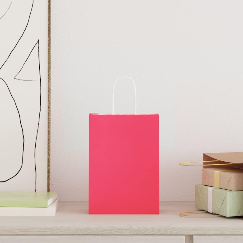 Sacchetti di carta VidaXL 50 pz con manici 15x8x21 cm rosa