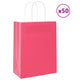 VidaXL bolsas de papel 50uds con asas 21x11x28 cm rosa